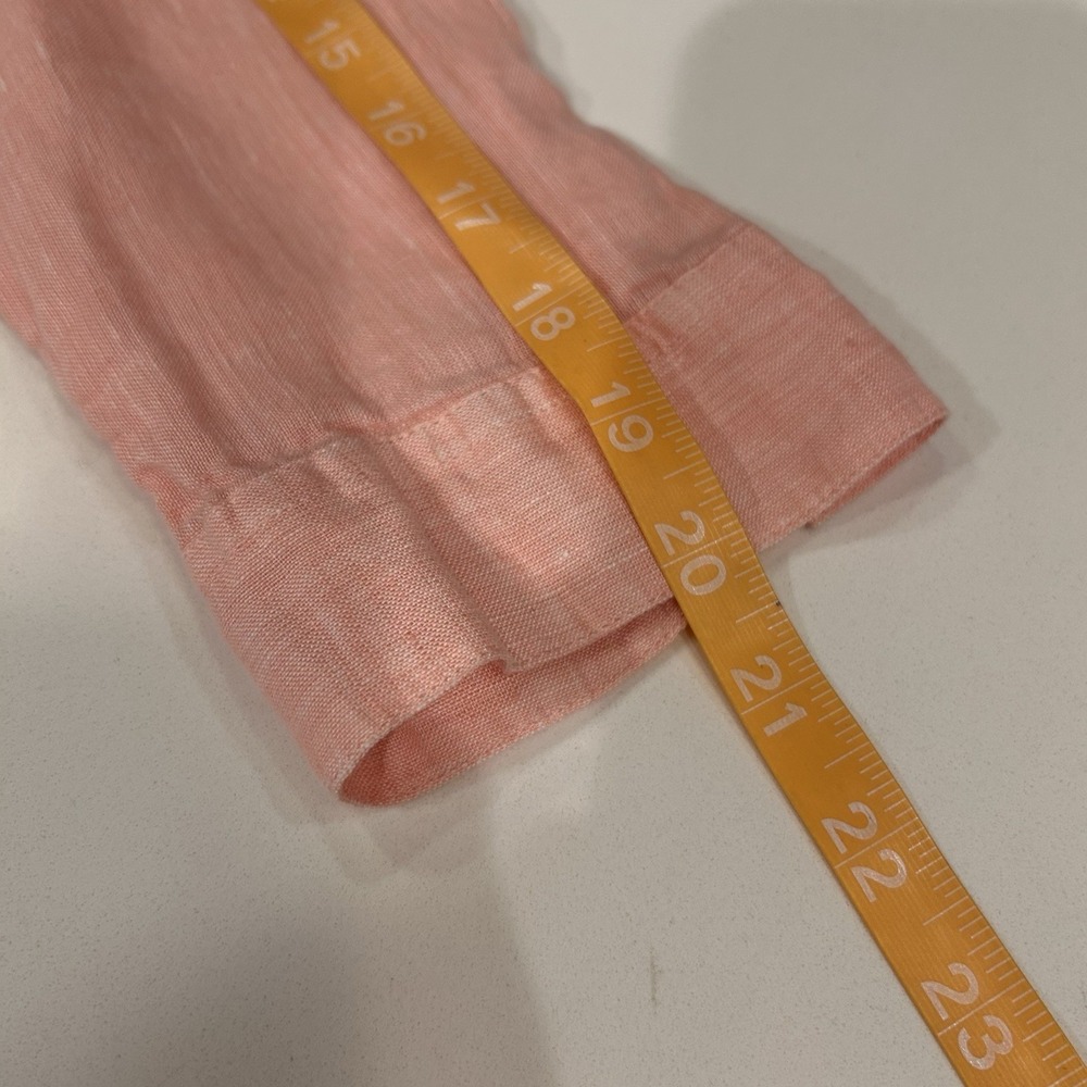 J. Jill Womens Sz M Love Linen Button Up Shirt Peach Salmon 100% Linen Coastal - Picture 8 of 11